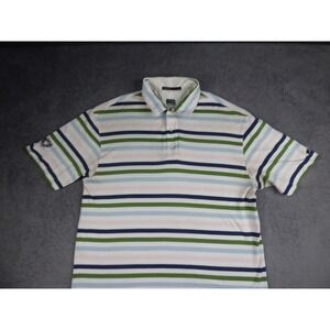 Nike Tiger Woods Collection Mens Large Striped Fit Dry Golf Polo Shirt Multi